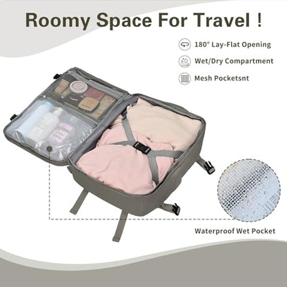 Carry On Backpack for Women & Men – Airline Approved Underseat Size, 15.6" Laptop Compartment, TSA-Friendly 180° Opening, Anti-Theft Business Travel Backpack with Trolley Sleeve(Dark Gray, Medium) - color: Dark Gray, size: Medium