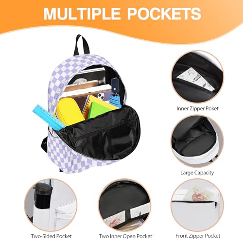 3PCS Backpack for Girls, Kids School Backpack Sets with Lunch Bag Pencil Case, Large Capacity 17 Inch Bookpack 3 in 1 Set for Teens Elementary Middle High School Students (Checker) - color: Pink Checker