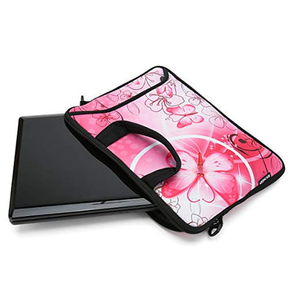 RICHEN 17 inch Laptop Shoulder Bag Carrying Case PC Cover Pouch with Handle Fits 15.6/16/17/17.3/17.4 inch Notebook (16-17.3 inch, Pink Butterfly) - color: Pink Butterfly