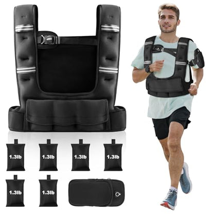 Prodigen Adjustable Weighted Vest Woman, 4-12lb/10-18lb Weight Vest with 6 Removable Weight Bags and Pocket | Weight Vest Men and Women for Walking, Running, Weight Loss, Strength Training - size: 10-18LB