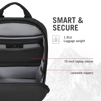 Victorinox Touring 2.0 City Daypack - Professional Laptop Backpack for Business & Outdoor Use - Features Waterproof Pouch - 17 Liters, Black - color: Black