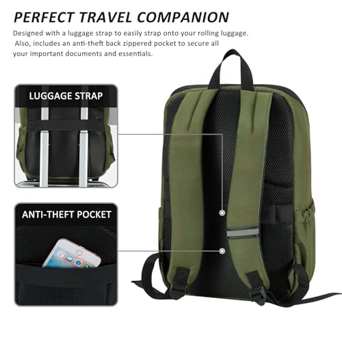 MAXTOP Deep Storage Laptop Backpack Business Anti-theft Backpacks[Water Resistant] College School Computer Bookbag Fits 17 Inch Laptop - color: Olive, size: 17 inch, style: Daypack Backpacks