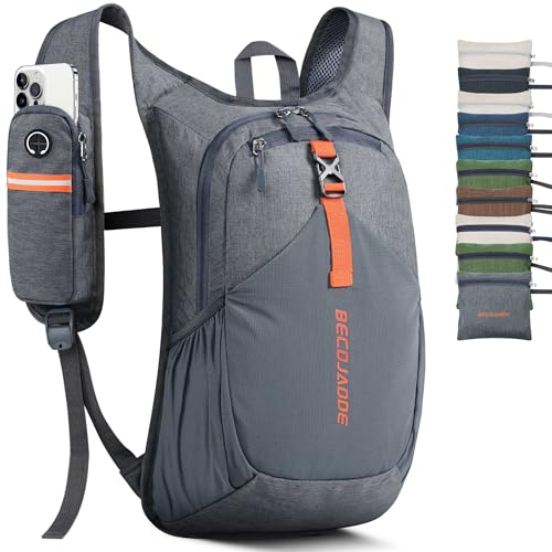 BECOJADDE 15L Small Hiking Backpack for Men Women Foldable Packable Back Pack Ultralight Hiking Daypack for Travel Camping Outdoor, Gray - color: Gray, size: 15L