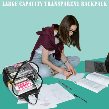 Clear Backpacks for School,18'' Large Clear Backpack Heavy Duty Clear Backpack See Through Backpack Clear Bookbag for Student,School,Work,Travel,Brown - color: Amber