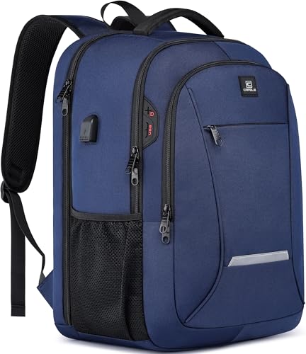 CAFELE Laptop Backpack, 17.3 Inch, Water-Repellent, USB Charging Port, for Business Travel School (Blue, 17.3 inches) - color: Blue