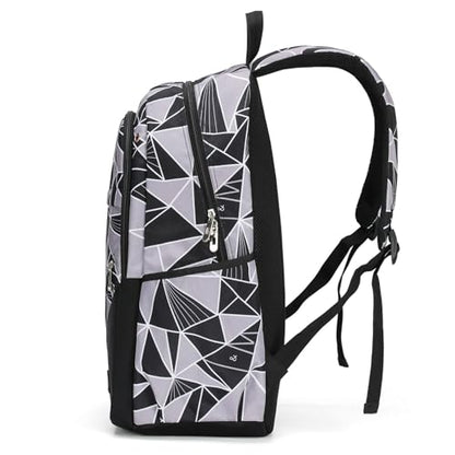 Boys' Large School Backpack, for 8-16 Years Old, Elementary - High School (Geometric black and gray, Large：19.5×7.2×13.25 inch) - color: Geometric Black and Gray