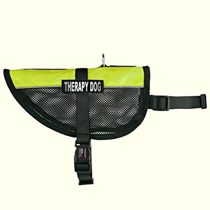 Dogline MaxAire Multi-Purpose Mesh Vest for Dogs and 2 Removable Therapy Dog Patches, Medium, Green - color: Green, size: Girth 17 by 21"