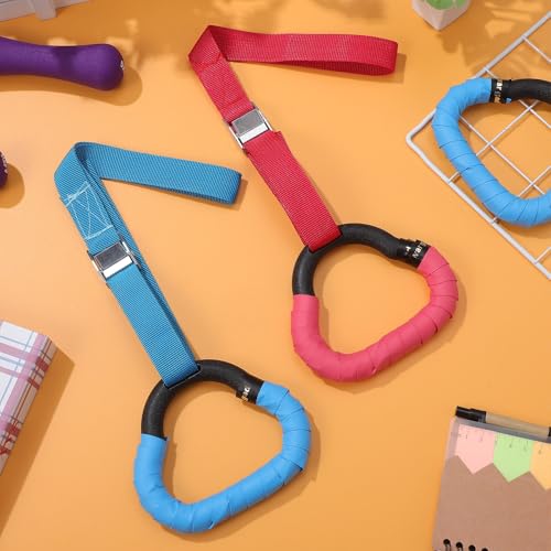 Gymnastic Rings Set with Adjustable Straps, 2 Pairs Blue and Red, 1m Adjustable Length, ’s Workout Equipment for Grip Strength and Coordination Training