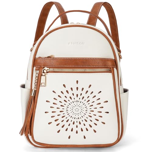 APHISON Small Backpack Purse for Women Cute PU Leather Mini Backpacks Ladies Casual Lightweight Travel Daypack Waterproof - color: 9-white Brown, size: Small