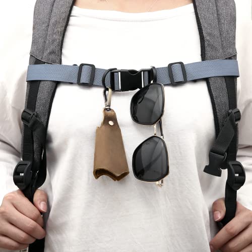 2 Pcs Adjustable Backpack Sternum Straps Chest Belt Hardness Strap with Anti-slip Fixed Clips for Camping Hiking - color: Grey