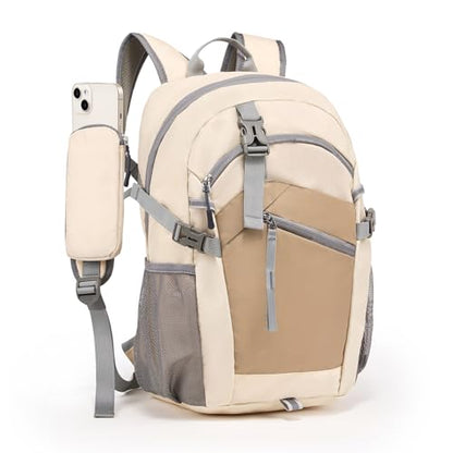 Hiking Backpack for Women Men 20l with Removable Phone Pocket Lightweight Small Travel Backpack Hiking Daypack for Women Men - color: Beige