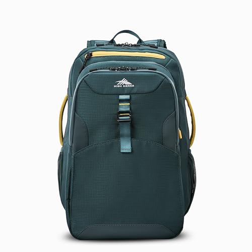 High Sierra Hi-Life 3-in-1 Convertible Backpack - Features Removable Daypack, Stack-It Strap, Adjustable Sternum Strap, Fleeced Pocket For Scratch Protection, Dual Water Bottle Pockets - Green/Yellow - color: Green/Yellow