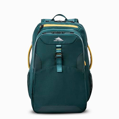 High Sierra Hi-Life 3-in-1 Convertible Backpack - Features Removable Daypack, Stack-It Strap, Adjustable Sternum Strap, Fleeced Pocket For Scratch Protection, Dual Water Bottle Pockets - Green/Yellow - color: Green/Yellow