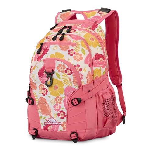 High Sierra Loop Backpack, Travel, or Work Bookbag with tablet sleeve, One Size, SURF FLORAL/PINK - color: Surf Floral/Pin