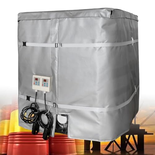 Professional 275-Gallon IBC Tote Heating Blanket – 4000W Fast Heating Electric Heater Jacket, Adjustable 120°C, Fast & Even Heat, Fireproof Silicone, Waterproof - color: Gray
