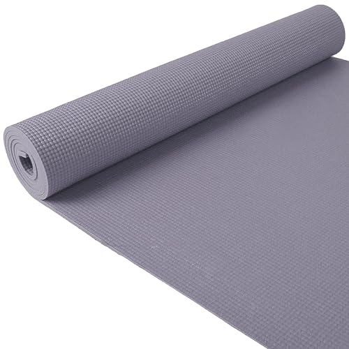 Fitvids All Purpose 1/4-Inch High Density Anti-Tear Exercise Yoga Mat with Carrying Strap, Multiple Colors - color: Gray