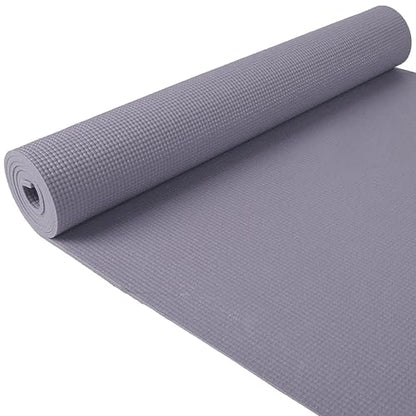 Fitvids All Purpose 1/4-Inch High Density Anti-Tear Exercise Yoga Mat with Carrying Strap, Multiple Colors - color: Gray
