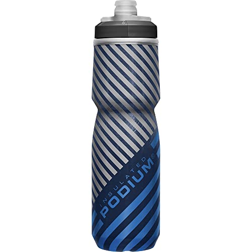CamelBak Podium Chill Insulated Bike Squeeze Water Bottle, Cold Retention for Cycling, 24oz, Navy Stripe - color: Navy Stripe