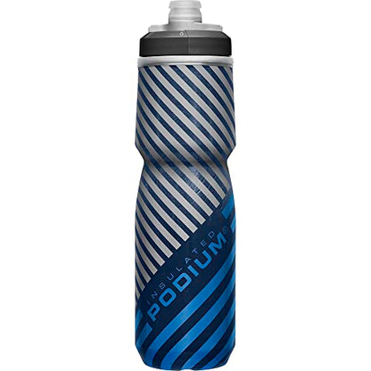 CamelBak Podium Chill Insulated Bike Squeeze Water Bottle, Cold Retention for Cycling, 24oz, Navy Stripe - color: Navy Stripe