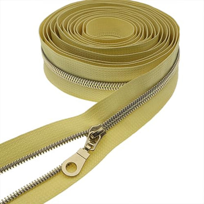 #5 Gold Metallic Nylon Coil Zippers by Yard Bulk Coil Zipper Roll 10 Yards with 25pcs Silver Pull for DIY Sewing Craft Bag(Yellow) YIGUANXIN - color: Yellow-Gold
