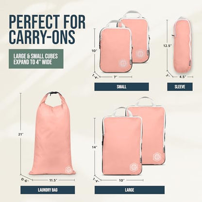 TRIPPED Travel Gear Compression Packing Cubes for Carry-On Travel 6-Pack - color: Pink, size: 6 Piece