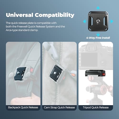 Freewell Tripod Quick Release Clamp for Fast Camera Mounting, Aluminum Build with 1/4"-20 Screw, Supports 10kg, Compatible with DSLR, Mirrorless Cameras, and Tripods - style: Tripod Quick Release Clamp