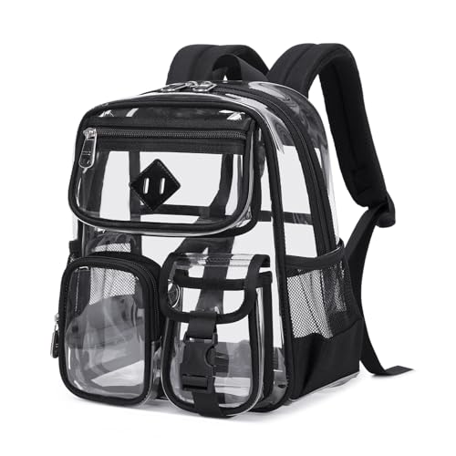 PIG PIG GIRL Mini Clear Backpack for Stadium Events, Small Clear Bag for Child for Festival Concert,Black(Not Fits School) - color: Mini-black