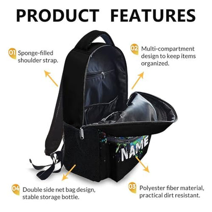 Boys School Backpack Personalized Kids Soccer Backpacks Bookbag Back to School Supplies, Custom Name Cool Sport Back Pack for Travel Camping Casual (17 Inches) - color: Color 3-1