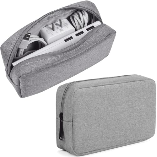 CAAORDKSO Electronic Bag Travel Cable Accessories Bag Waterproof Electronics Organizer Portable Storage Case for Cable, Cord, Charger, Phone, Power Bank, Earphone (Small-Light Grey) - color: Small-Light Grey, size: Small