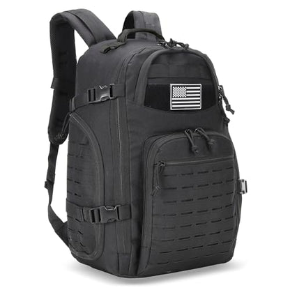 35L Tactical Backpack for Men Heavy Duty Military Backpack 3 Day Assault Pack Molle Backpack Hiking Rucksack (Black1) - color: Black1