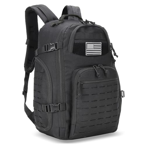 35L Tactical Backpack for Men Heavy Duty Military Backpack 3 Day Assault Pack Molle Backpack Hiking Rucksack (Black1) - color: Black1