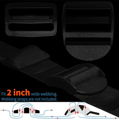 LASIGHT 4 Pack Slider Ladder Lock Buckle and Tri-glide Slide for 3/4", 1", 1-1/4", 1-1/2", 2" Webbing Strap - style: Fit 2" Webbing