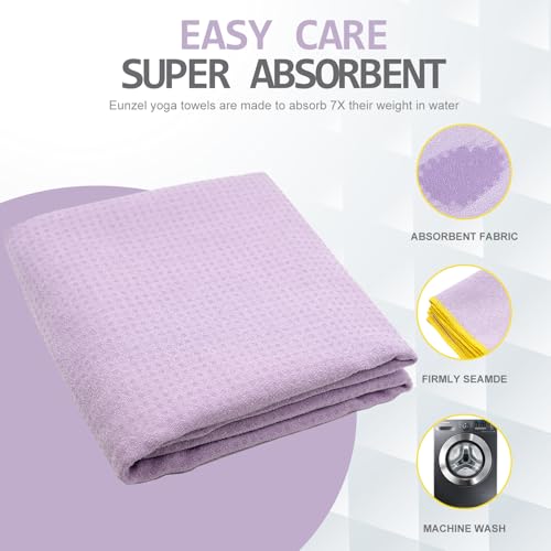 Eunzel Hot Yoga Towel - Microfiber Non Slip Yoga Mat Towel with Grip Dot Sweat Absorbent Towel for Hot Yoga, Pilates and Fitness 72" x 24", Taro Purple/Yellow - color: Taro Purple/ Yellow