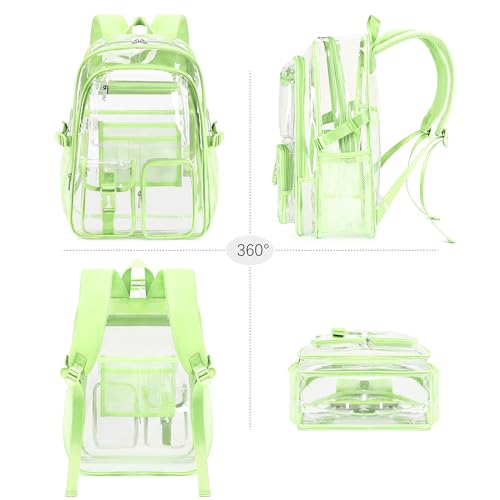 abshoo Large Clear Backpack For Girls Women School Bookbag Heavy Duty Transparent Backpack (Green) - color: Green