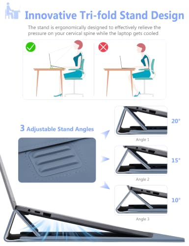 HYZUO 13 Inch Laptop Sleeve Case Bag with Adjustable Stand for MacBook Air 13 M5 A3449 M4 M3 M2 M1 2026-2018, 13" MacBook Neo 2026, MacBook Pro 13 M2 M1 2026-2016, Surface Pro, XPS 13, Haze Blue - color: Haze Blue, size: 13 Inch