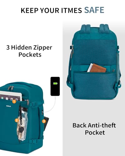 ECOHUB Travel Backpack Airlines Approved Personal Item Bag Carry On Backpack - color: Blue Green, size: 18 inch underseat