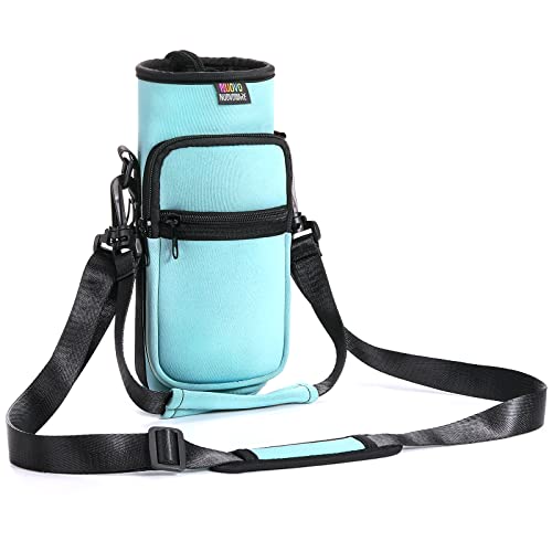 Nuovoware Water Bottle Carrier Bag, Premium Neoprene Portable Insulated Water bottle Sling Holder Bag 500ml/750ml/1000ml with Adjustable Shoulder Strap for Men Women Hiking, Sling Bottle Case - color: Dusty Blue, size: 25-32 Ounces - Standard