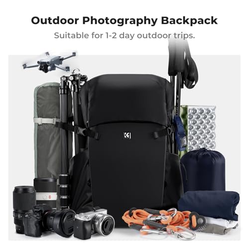 K&F Concept Camera Backpack, 30L Large Capacity Camera Bag, Waterproof DSLR Camera BackPack, Extra Large Photography Bag Backpack - color: Black, size: Large