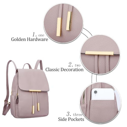 KKXIU Trendy Leather Backpack Purse for Women and Ladies Shoulder Travel Daypacks Bags (A-Pink) - color: A-pink, style: Backpack