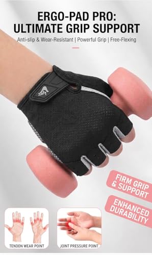 Utaly Men Women Breathable Half Finger Fitness Gloves - Prevents Calluses Gloves with Non-Slip Padding for Gym Workout - size: Medium