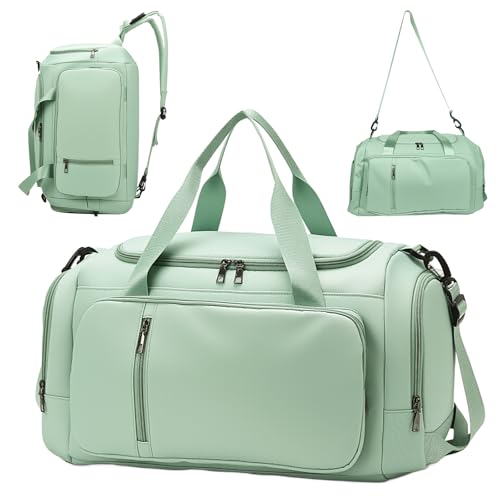 Small Gym Bag for Women Sports Duffel Bag with Shoe Compartment & Wet Pocket Portable Carry On Weekender Gym Bags for Fitness Workout Travel - Green - color: Green