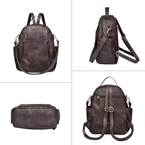 Small Backpack for Women Designer Leather Mini Backpack Purse Ladies Fashion Roomy Shoulder Handbag (Coffe-3) - color: Coffe-3