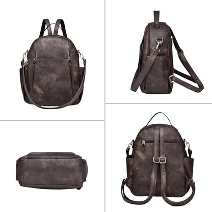 Small Backpack for Women Designer Leather Mini Backpack Purse Ladies Fashion Roomy Shoulder Handbag (Coffe-3) - color: Coffe-3