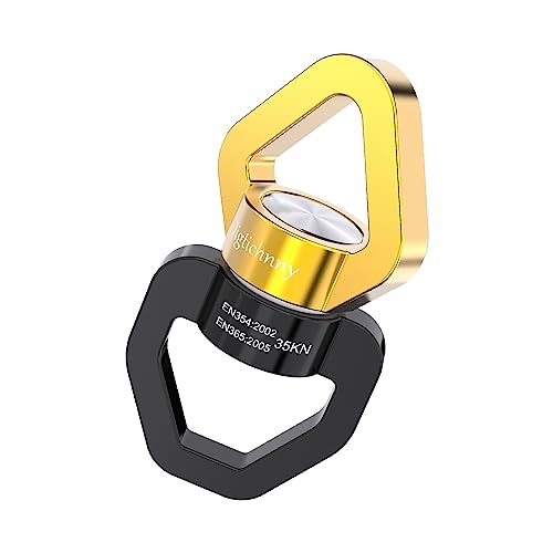 Swing Swivel Heavy Duty, 35KN Safety Rotational Device,Spinner Swivel for for Web Tree Tire Rope Swing, Aerial Dance, Hanging Hammock with 2 carabiners,Black Gold - style: Black Gold-1 Pack with 2 Carabiners