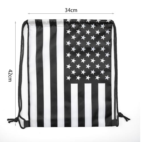 Black White American Flag Drawstring Backpack, Lightweight Cinch String Sports Sackpack for Men & Women,pack of 2 - color: Americanflag-black White