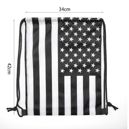 Black White American Flag Drawstring Backpack, Lightweight Cinch String Sports Sackpack for Men & Women,pack of 2 - color: Americanflag-black White