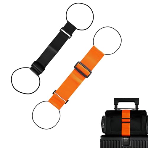 2Pcs Luggage Connector Straps,Flexible Luggage Accessories Elastic Fastening Bag Strap,Multi-Functional Durable Travel Packing Straps for Securing Bags, Backpacks & Accessories(Black+Orange) - color: Black+Orange