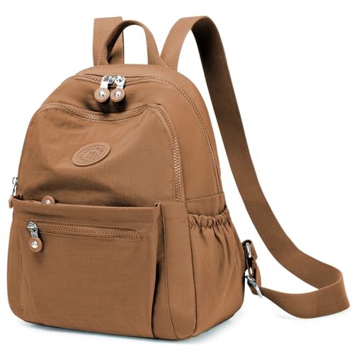 Mini Backpack Purse for Women Lightweight Nylon Casual Bag Small Daypacks for Work Travel (A Coffee) - color: A Coffee