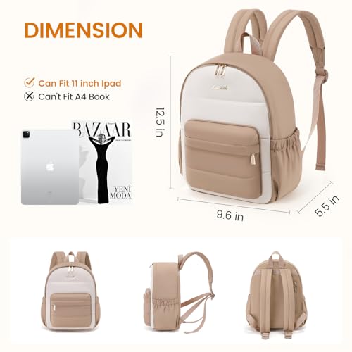 LOVEVOOK Mini Backpack Purse for Women, Small Puffer Lightweight Backpack, Casual Daily Daypack Purse for Women, back pack with Anti-theft Pocket for Travel-Khaki and Beige - color: Beige Khaki