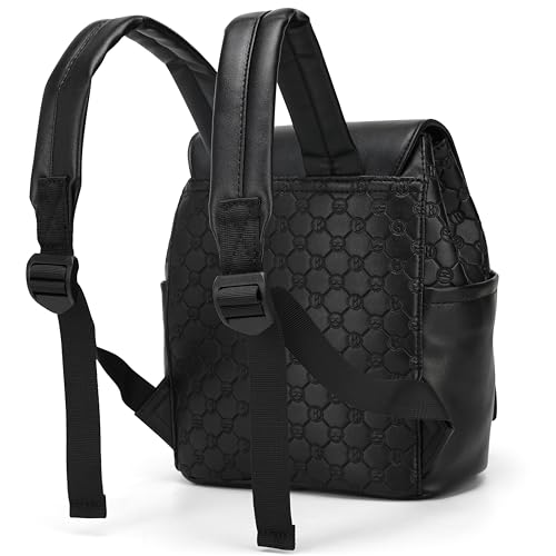 ELLE Compass 10L Vegan Leather Monogram Mini Backpack | Black - color: Black
